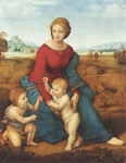 Рафаэль Санти. Мадонна в зелени. Мария с младенцем и Иоанном Крестителем