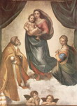 Сикстинская Мадонна. Мария с младенцем, папа Сикст II и св. Барбара